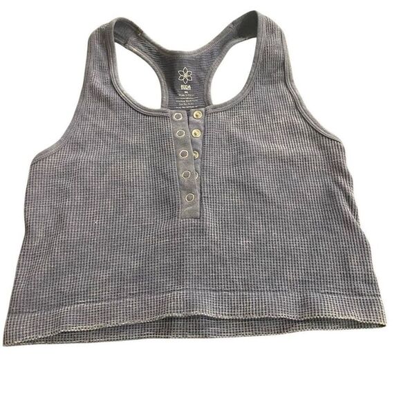 Aura waffle knit blue tank bralette size M/L - Picture 1 of 5